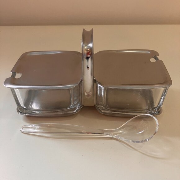 German WMF Cromargan Stainless Steel Double Jam/Condiment Set, Butter Dish -1970 - Picture 6 of 10